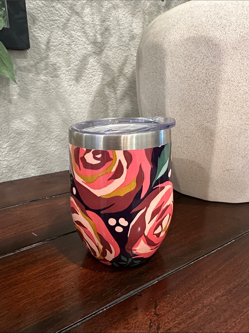 Primitives by Kathy Rose Floral Insulated Stemless Tumbler - Pink & Burgundy